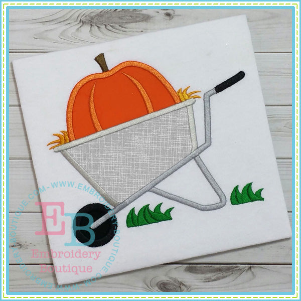 Wheelbarrow Pumpkin Applique, Applique