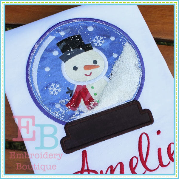 Snowman Snow Globe Applique, Applique