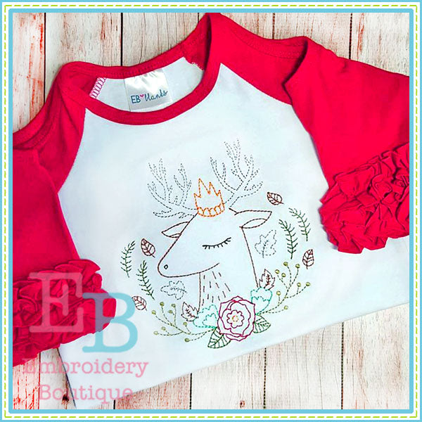 Vintage Deer Crown Design, Embroidery