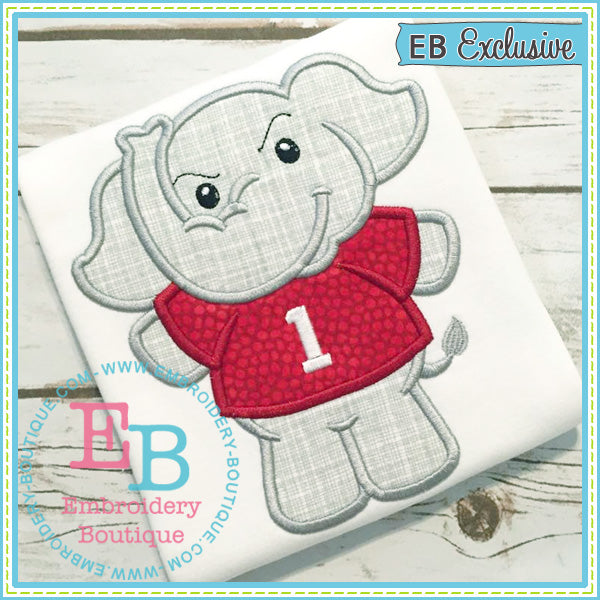 Boy Elephant Mascot Applique, Applique