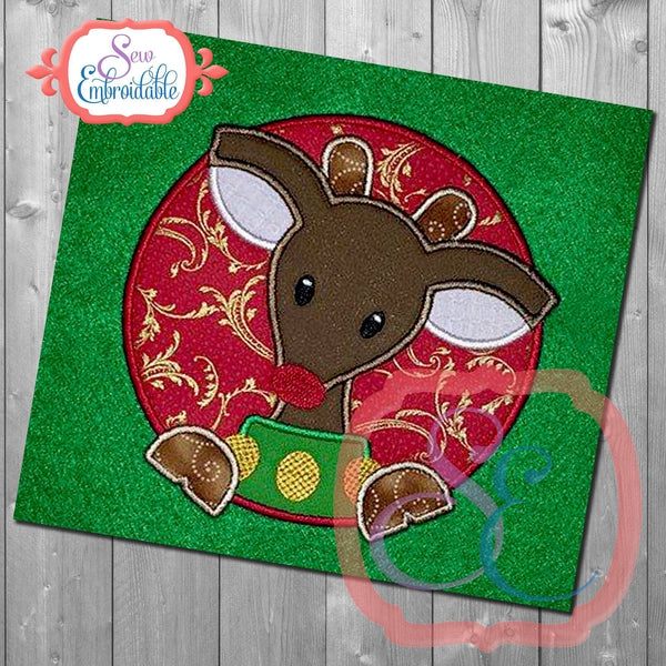 Reindeer Boy Circle Applique, Applique