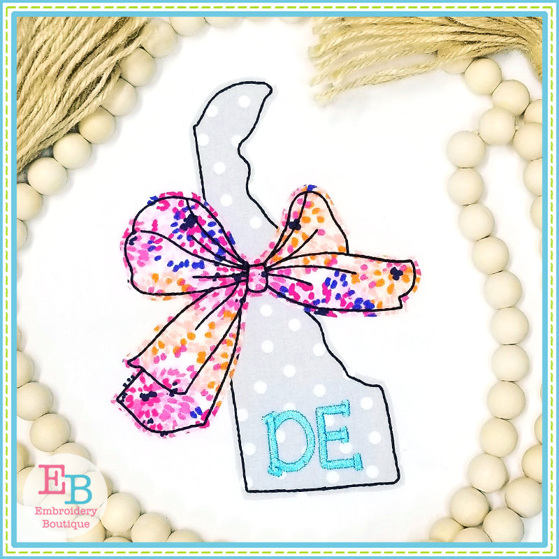 Big Bow Delaware Bean Stitch Applique, Applique