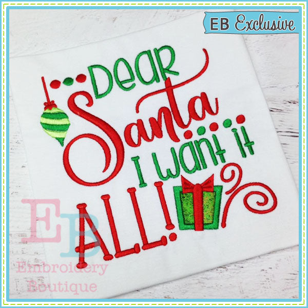 Dear Santa Applique, Applique