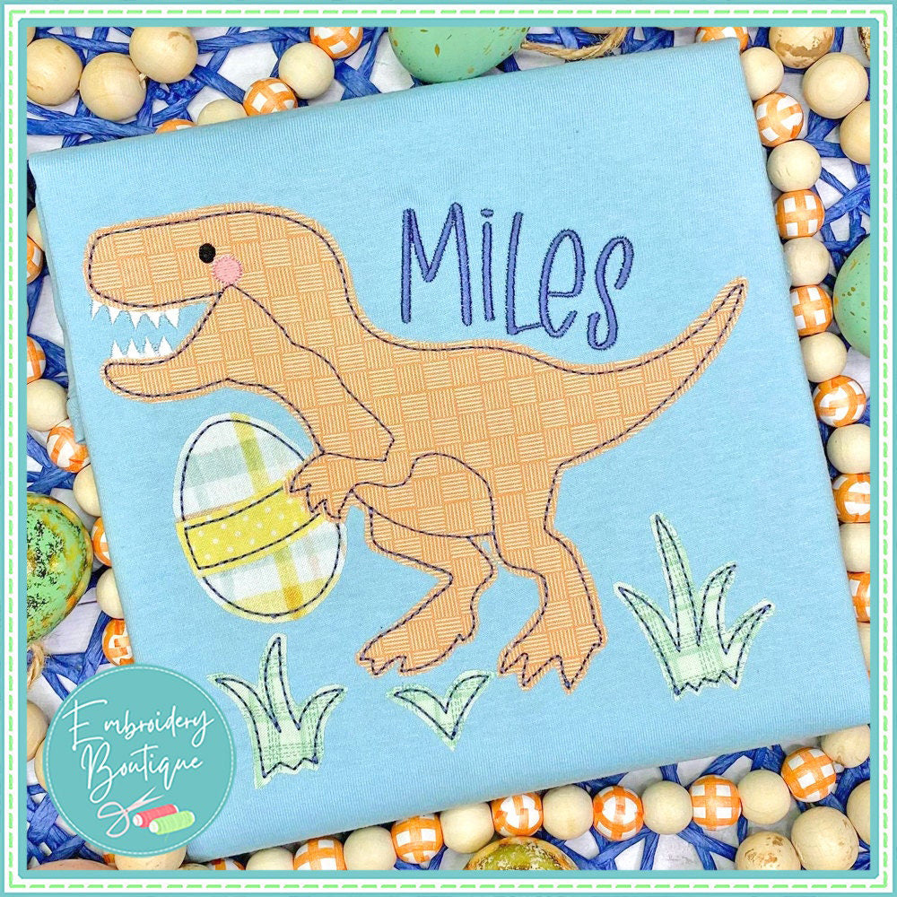 Easter Dinosaur Bean Stitch Applique, Applique, Embroidery Boutique