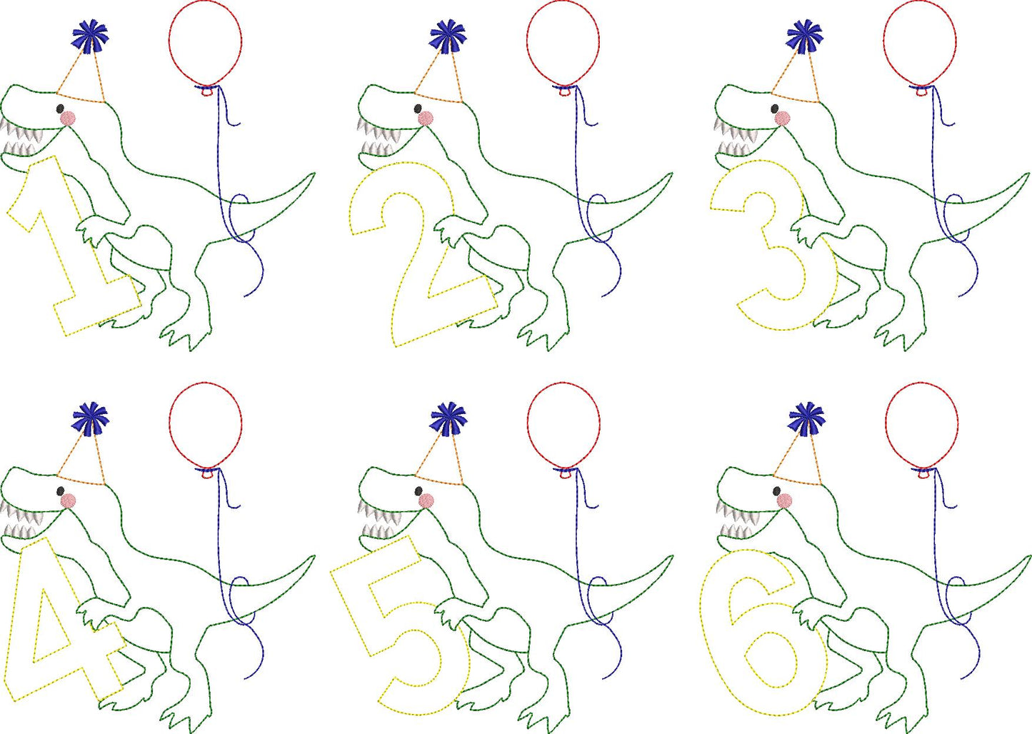 Birthday Dinosaur Applique Number Set, Applique, Embroidery Boutique