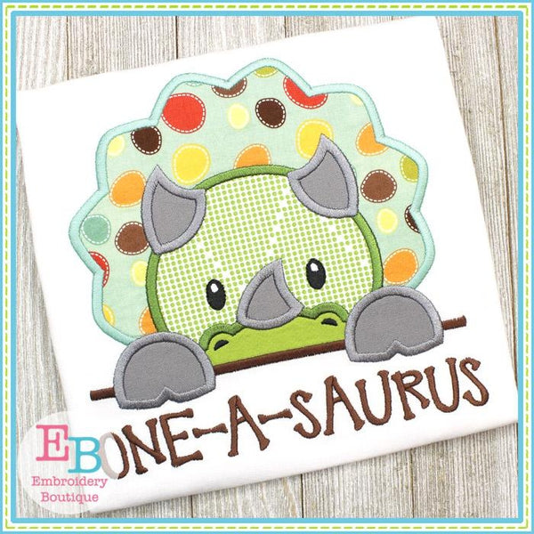 Triceratops Boy Peeker Applique, Applique