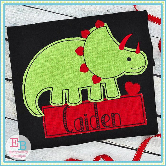 Dinosaur Hearts Bean Stitch Applique, Applique