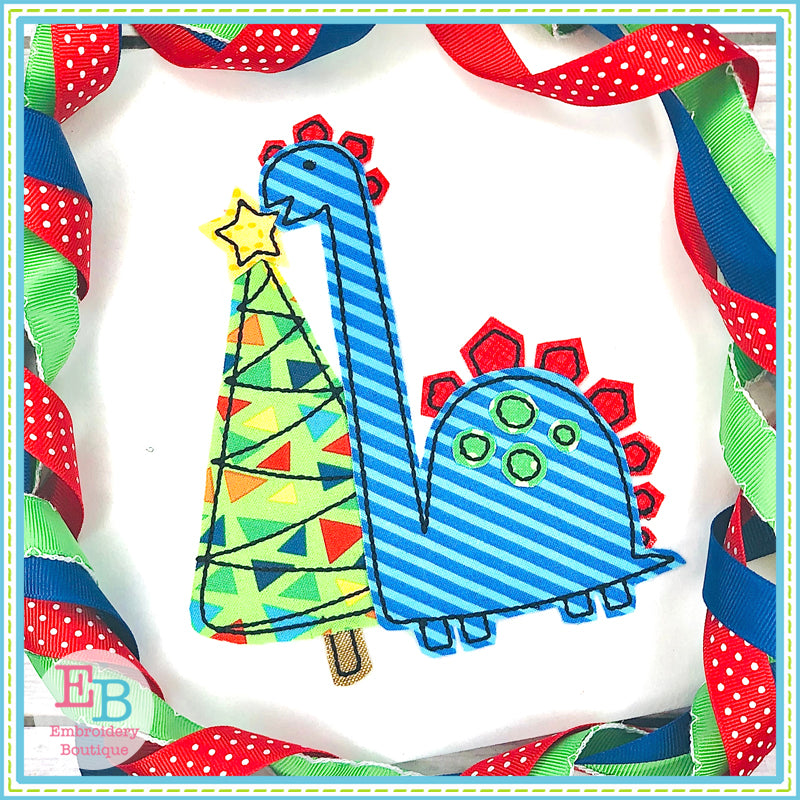 Dino Tree Bean Stitch Applique, Applique