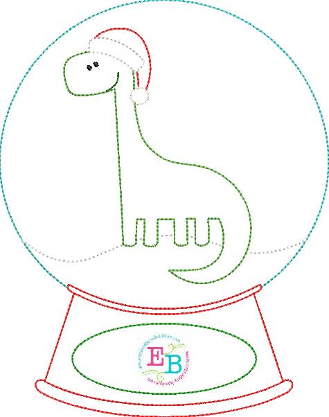 Dinosaur Snow Globe Applique, Applique