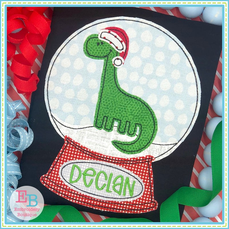 Dinosaur Snow Globe Applique, Applique