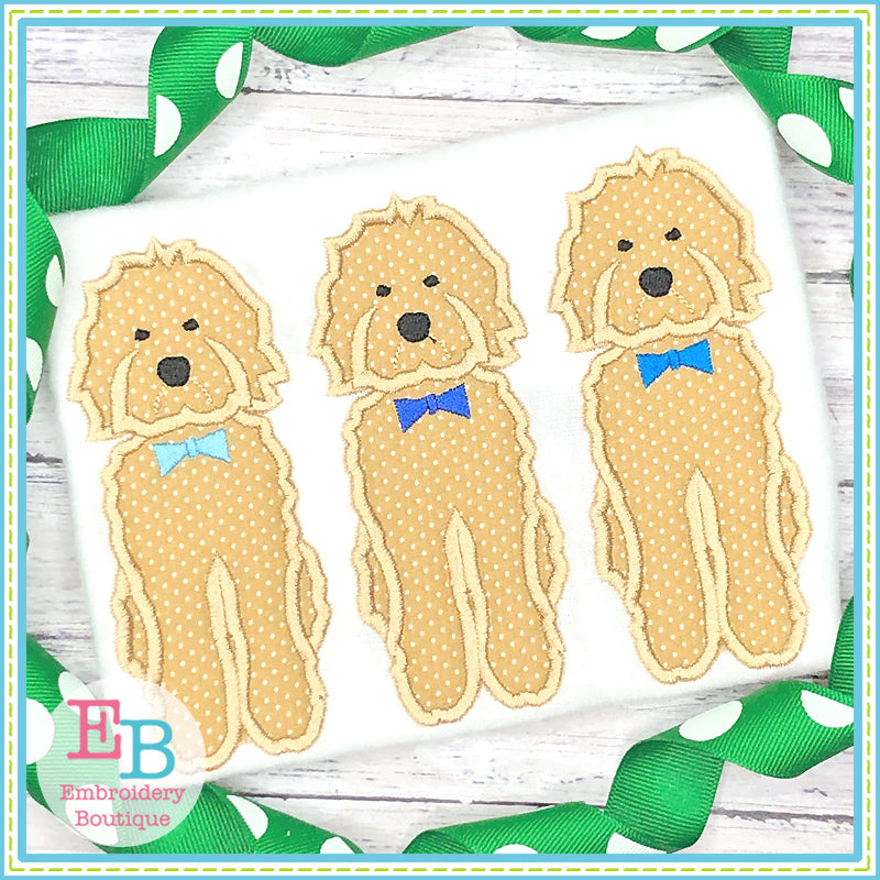 Doodle Bow Tie Trio Satin Applique, Applique