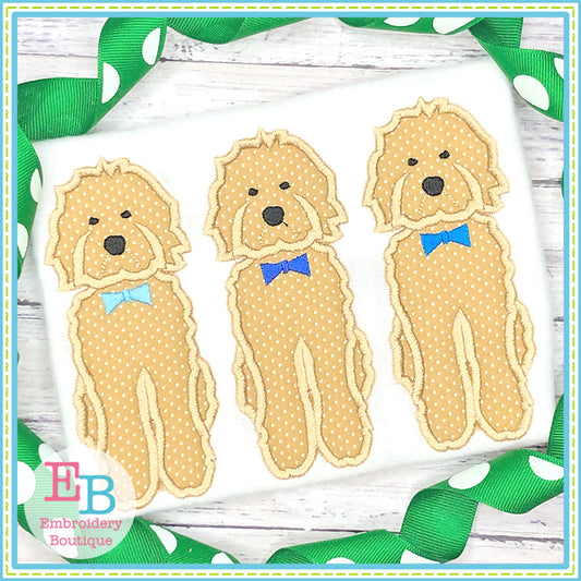 Doodle Bow Tie Trio Satin Applique, Applique