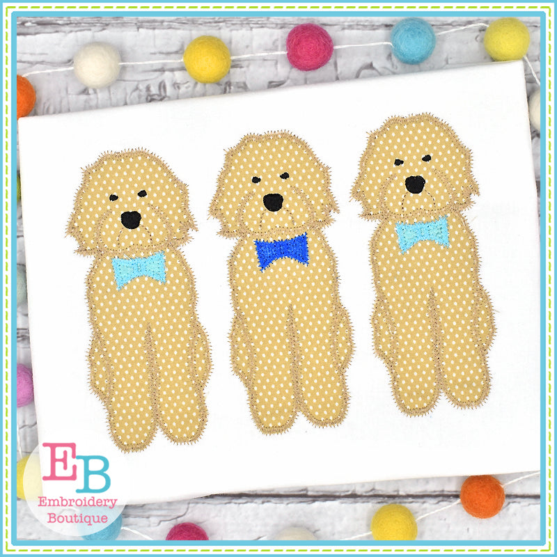 Doodle Bow Tie Trio Zigzag Applique, Applique