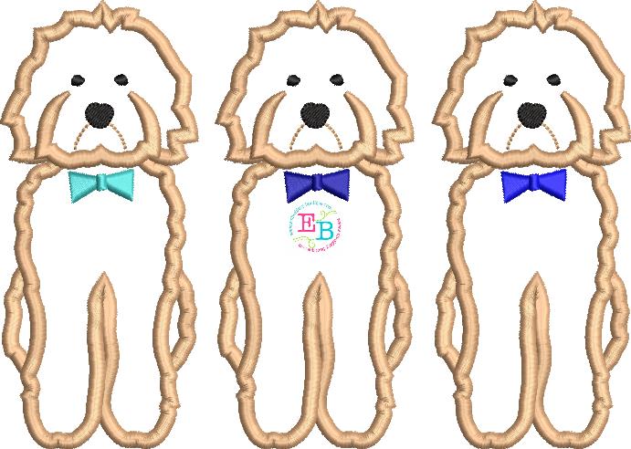 Doodle Bow Tie Trio Satin Applique, Applique