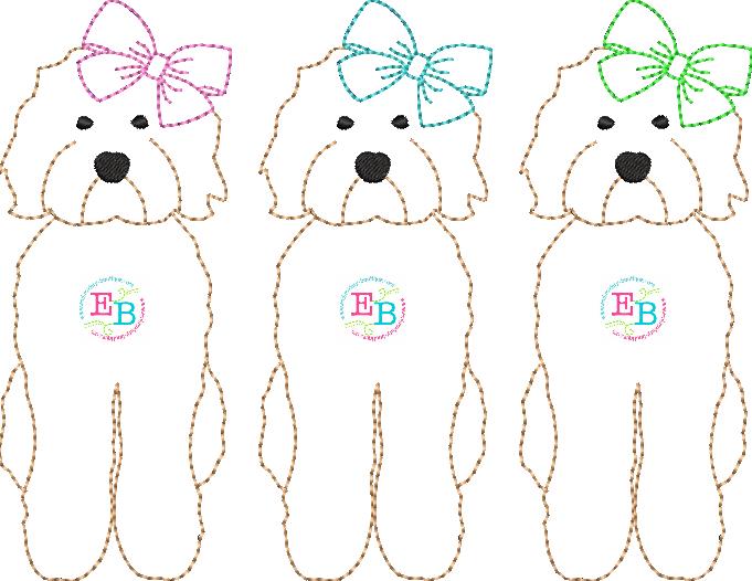 Doodle Bow Trio Bean Applique, Applique