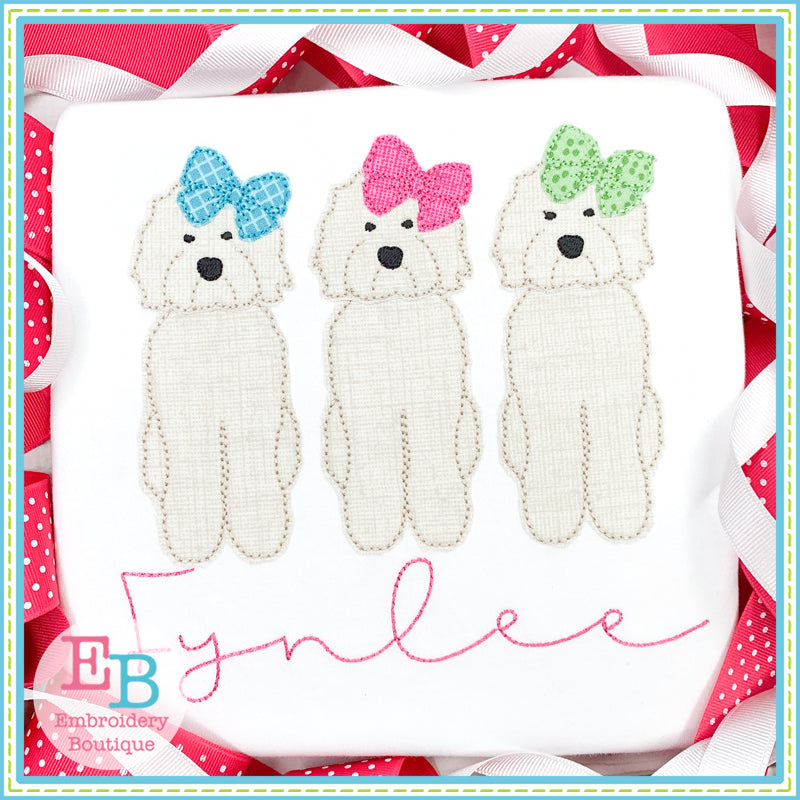 Doodle Bow Trio Bean Applique, Applique