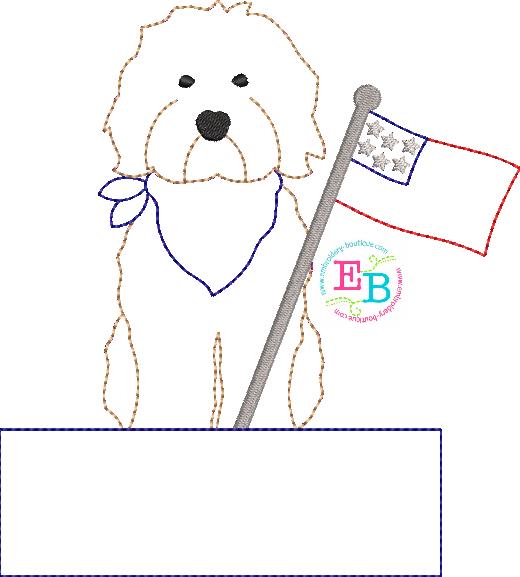 Doodle Flag Banner Bean Applique, Applique