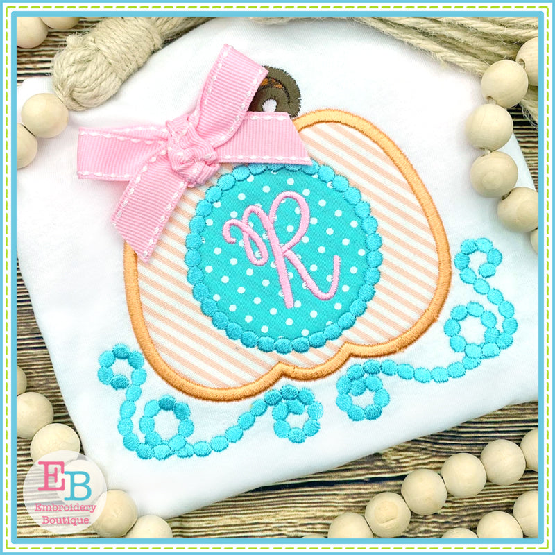 Pumpkin Swirls Monogram Applique, Applique