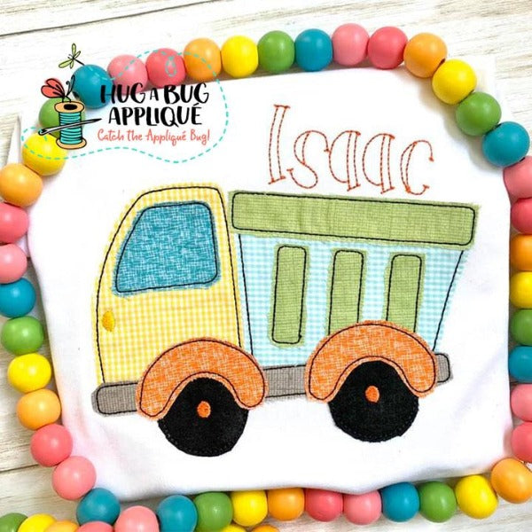 Dump Truck 2 Bean Stitch Applique Design, Applique