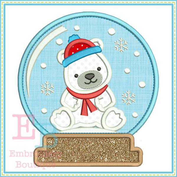 Bear Snow Globe Applique, Applique