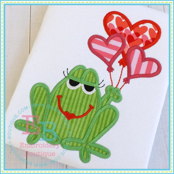 Girl Vday Frog Applique, Applique