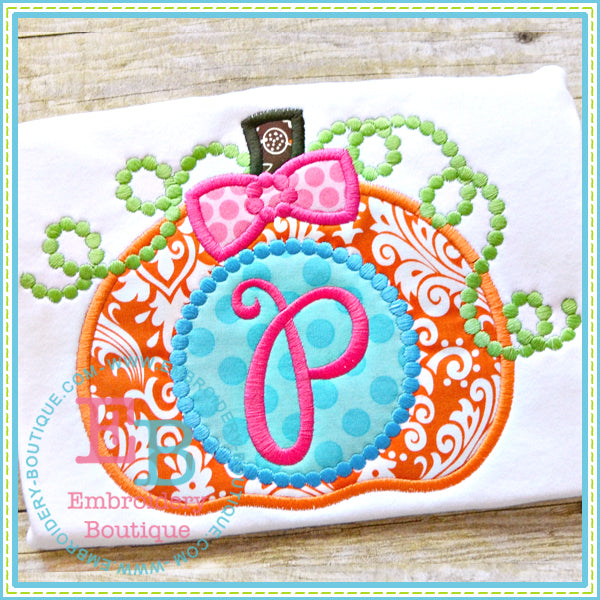 Dotted Monogram Pumpkin Applique, Applique