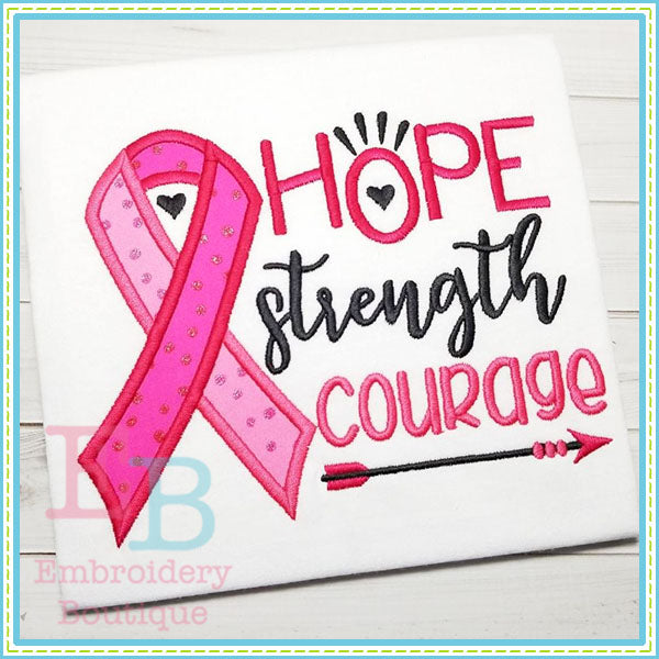Hope Strength Courage Design, Embroidery