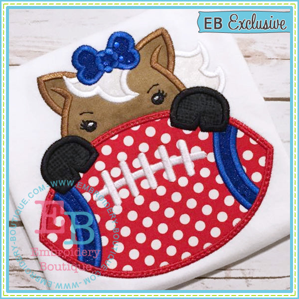 Football Mustang Girl Applique, Applique