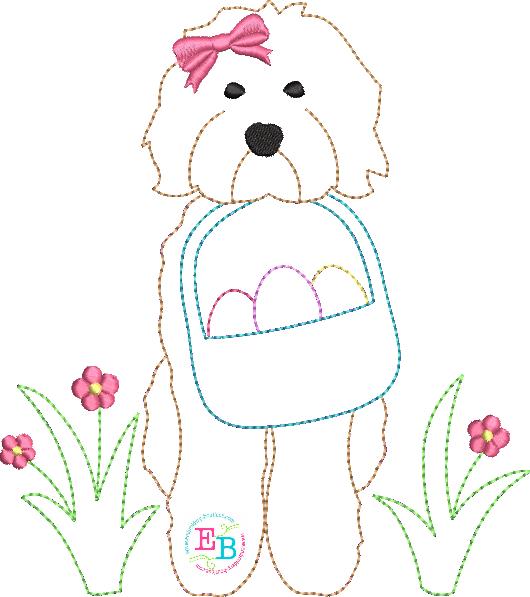 Easter Doodle Bow Bean Stitch Applique, Applique