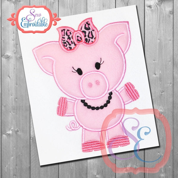 Piggy Girl Applique, Applique