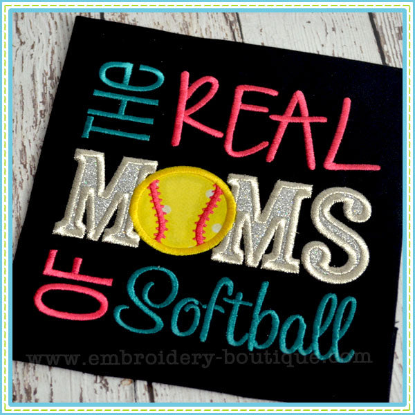 Real MOMS of Softball Applique, Applique