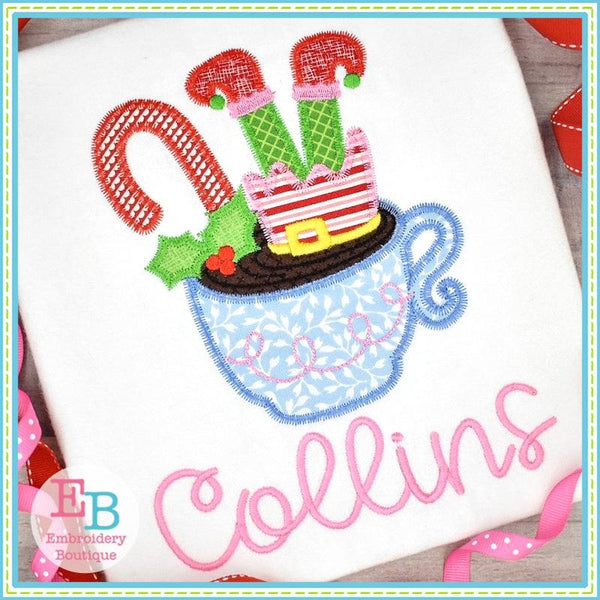Elf Hot Chocolate Applique, Applique