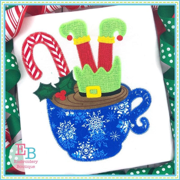 Elf Hot Chocolate Applique, Applique