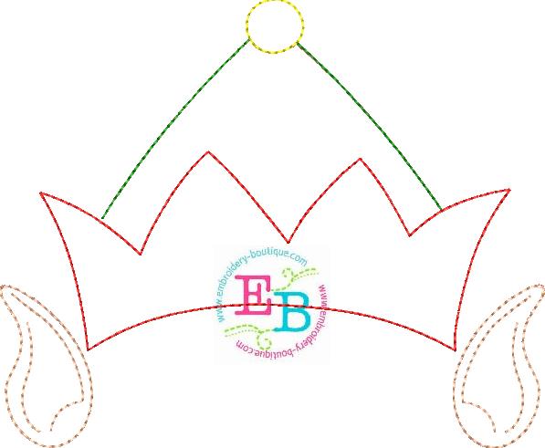 Elf Hat Ears Bean Stitch Applique, Applique