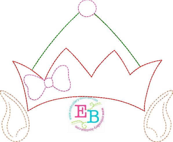 Elf Hat Bow Ears Bean Stitch Applique, Applique