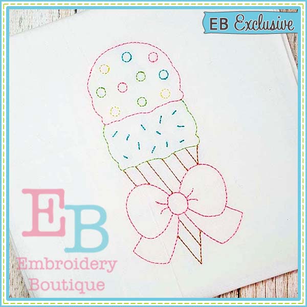 Vintage Ice Cream Design, Embroidery