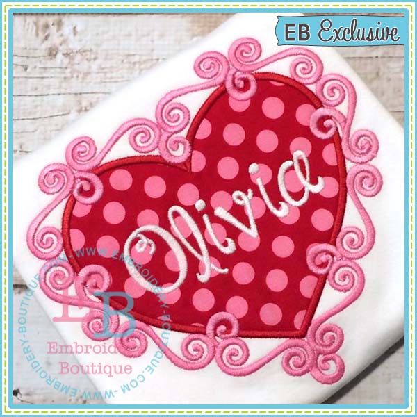 Flourish Heart Applique, Applique