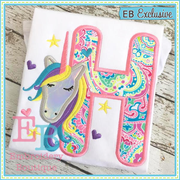 Unicorn Applique Alphabet, Applique Alphabet