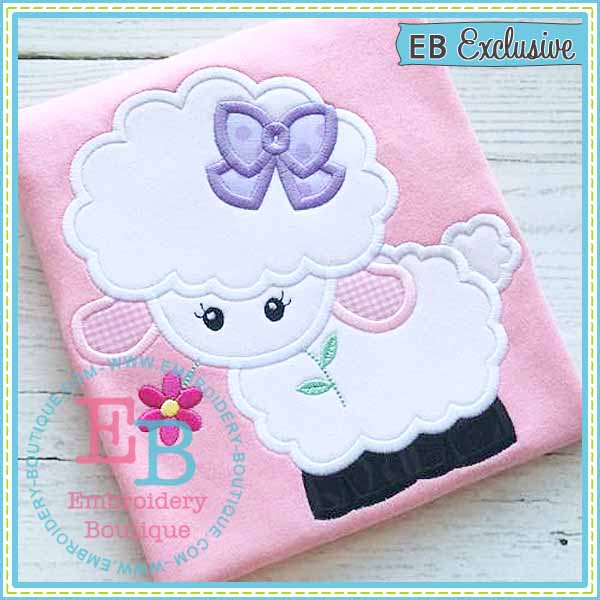 Lamb with Bow Applique, Applique