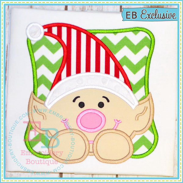 Boy Elf Peeker Applique, Applique