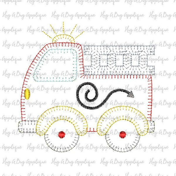 Fire Truck Blanket Stitch Applique Design, Applique