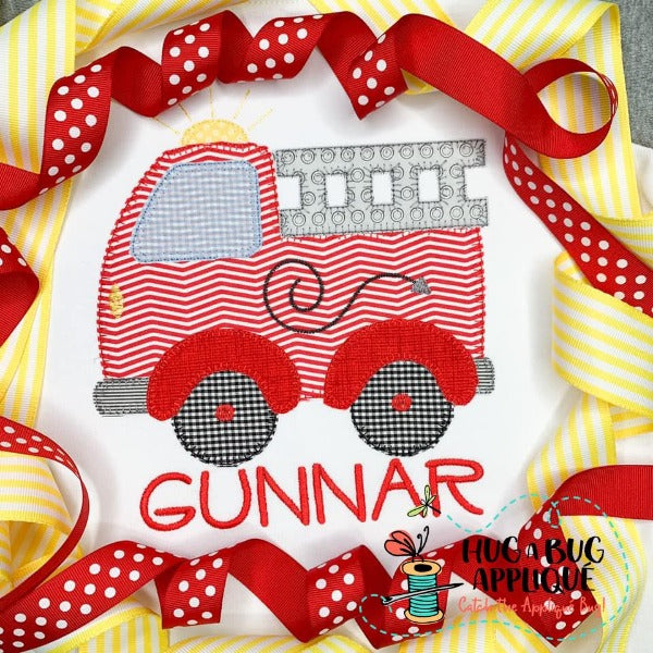 Fire Truck Blanket Stitch Applique Design, Applique