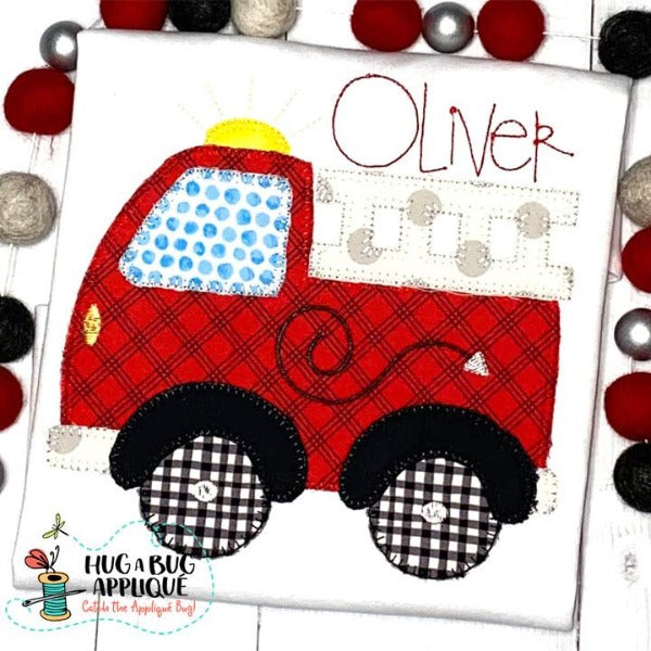 Fire Truck Blanket Stitch Applique Design, Applique
