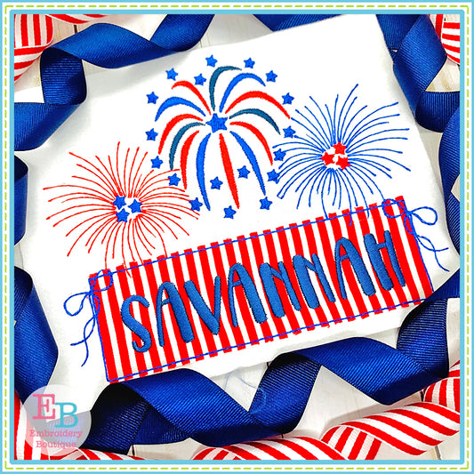 Firework Banner Bows Bean Applique, Applique