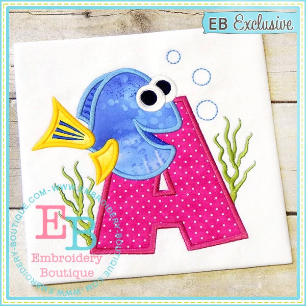 Miss Fish Applique Alphabet, Applique Alphabet