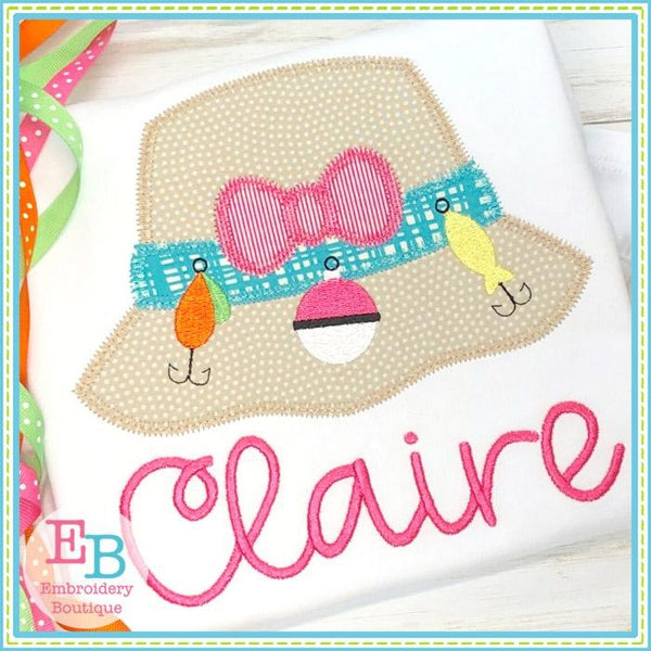 Fishing Hat with Bow Zigzag Applique, Applique