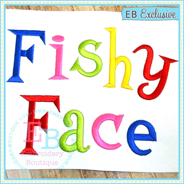 Fishy Face Embroidery Font, Embroidery Font