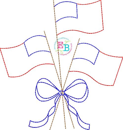 Flags Bow Banner Applique, Applique