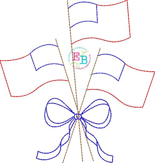 Flags Bow Banner Applique, Applique