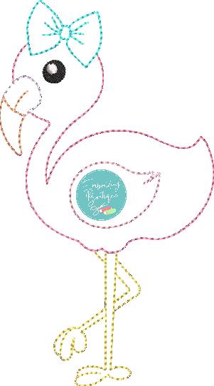 Flamingo Bean Stitch Applique, Applique, Embroidery Boutique